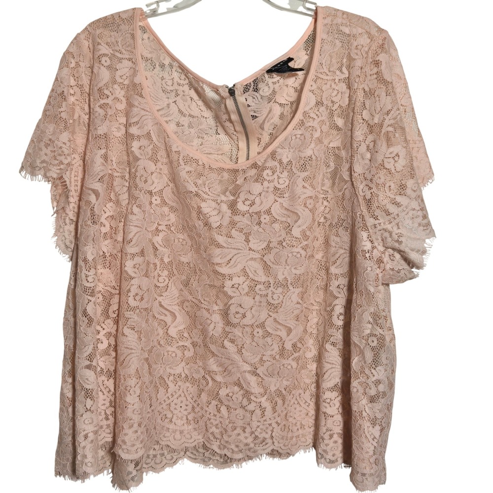 Torrid NWT Lace Sheer Oversized Shirt Peach Sz4